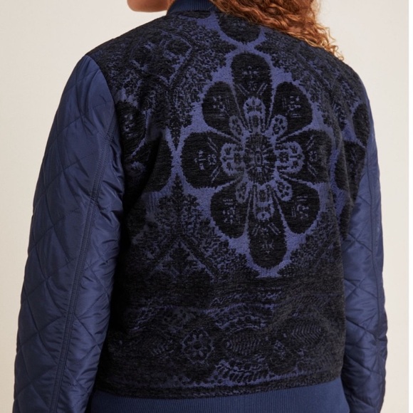 Anthropologie Clemence Bomber Sweatshirt Jacket Quilted Chenille Size Small - Picture 3 of 12